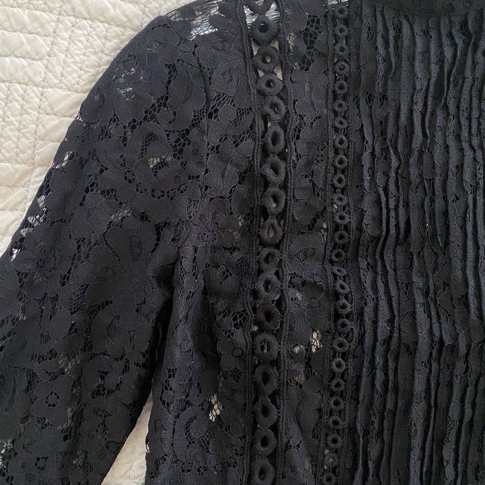 bebe Lace Long Sleeve Black Blouse - Picture 2 of 5